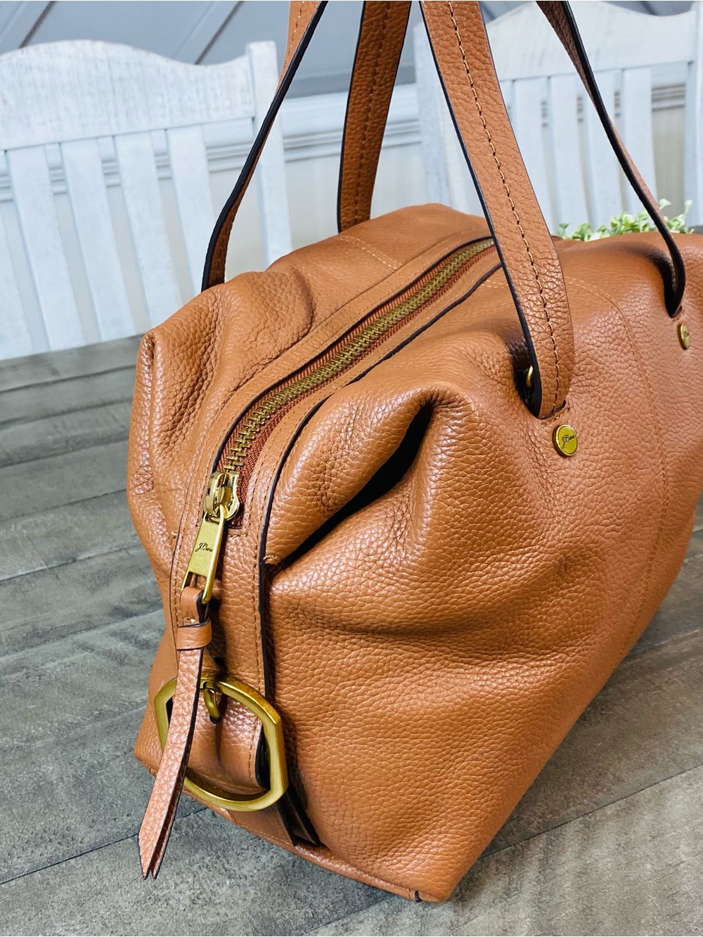 J. Crew Cognac Brown Leather Satchel - Picture 5 of 12